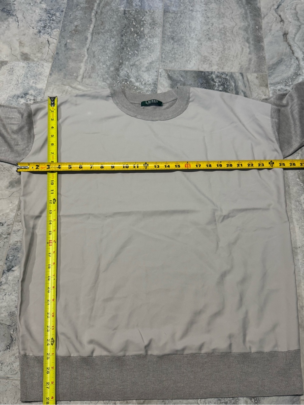Lauren Ralph Lauren Beige Two-Tone Long Sleeve Top - Picture 4 of 6